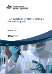 TGA guidelines for sterility testing of therapeutic goods
