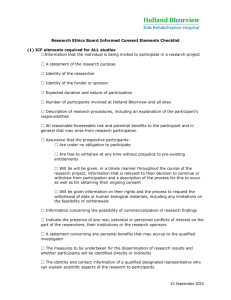 Research Ethics Board Informed Consent Elements Checklist (1