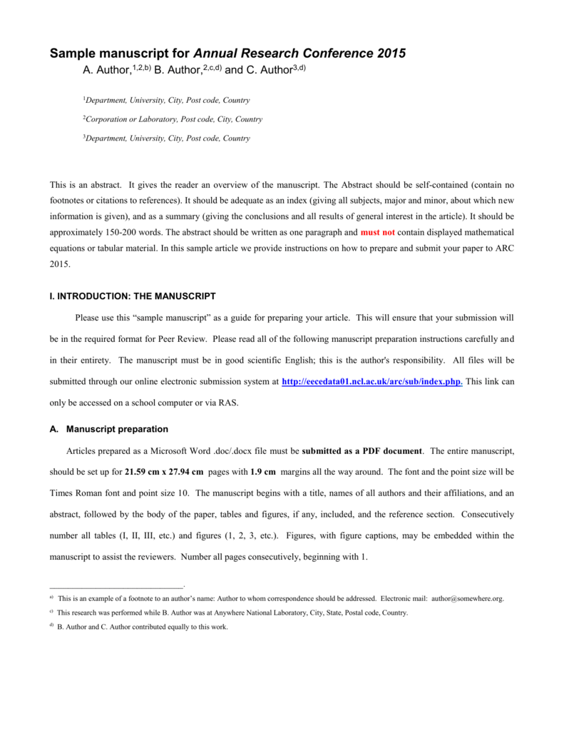 results section of a research manuscript