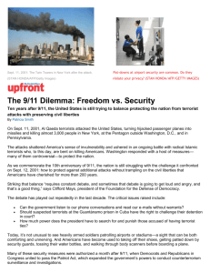 The 9/11 Dilemma: Freedom vs. Security