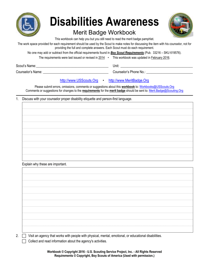 Disabilities Awareness - US Scouting Service Project