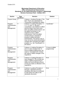 2013 Gifted Standards Summary of Changes