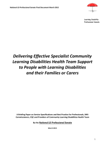 Delivering Effective Specialist Community Learning Disabilities