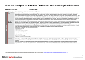 Years 7*8 band plan * Australian Curriculum