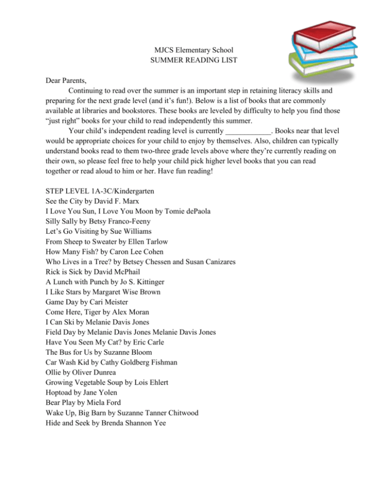 Elementary School Summer Reading List
