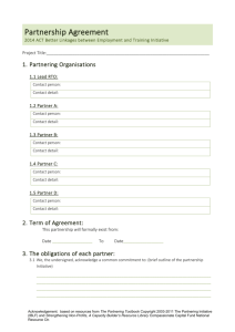 Partnership Agreement Form - Education and Training Directorate