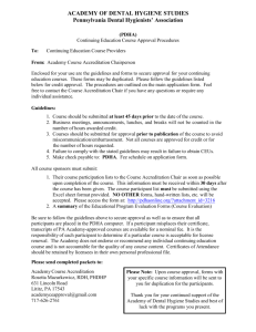 Academy Course Approval Packet - Pennsylvania Dental Hygienists