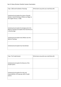Year 8: History Revision Checklist Summer Examination Topic: 1066