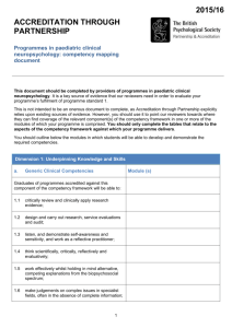 Competency mapping document - paediatric clinical neuropsychology