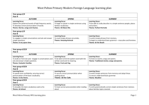 West Pelton Primary Modern Foreign Language learning plan