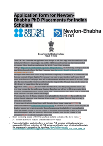 Application form for Newton-Bhabha PhD Placements for Indian