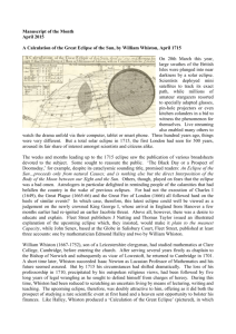 April 15 `A Calculation of the Great Eclipse of the Sun`