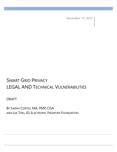 Smart Grid Privacy LEGAL AND Technical