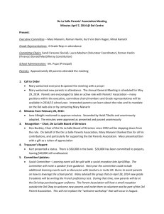 De La Salle Parents` Association Meeting Minutes April 7, 2014