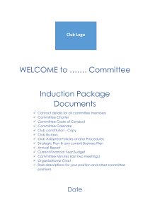 Sample Committee Member Induction Package