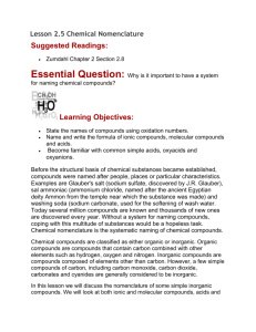 Lesson 2.5 chemical nomenclature