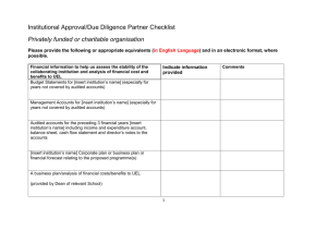 Institutional Approval Checklist (Private/Charitable)