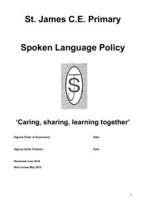 Spoken Language Policy - St James CE Primary School, Farnworth