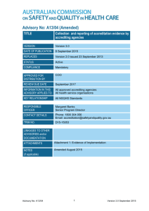 Advisory A13/04 Collection and reporting of accreditation evidence