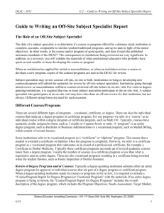 G.5. Guide to Writing an Off-Site Subject Specialist Report