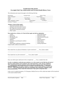 Overnight Medical Checklist and Medication Form