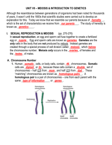 unit vii – meiosis & introduction to genetics