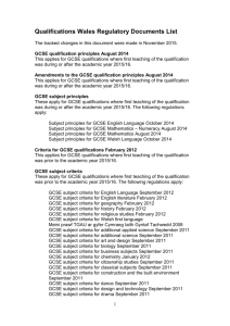 Welsh Government * Regulation of Relevant Qualifications
