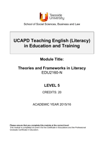 Theories and Frameworks in Literacy EDU2160 L5