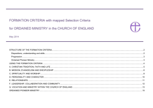 FORMATION CRITERIA with mapped Selection Criteria for