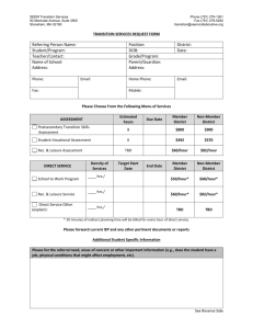 Transition and Recreational Services Request Form
