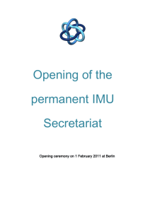 Opening of the permanent IMU Secretariat