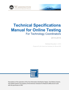 Technical Specifications Manual for Online Testing