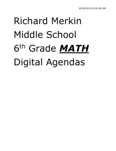Digital Agenda: 6 th grade Math
