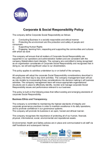 Corporate & Social Responsibility Policy