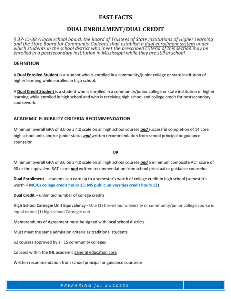 Dual Enrollment Requirements