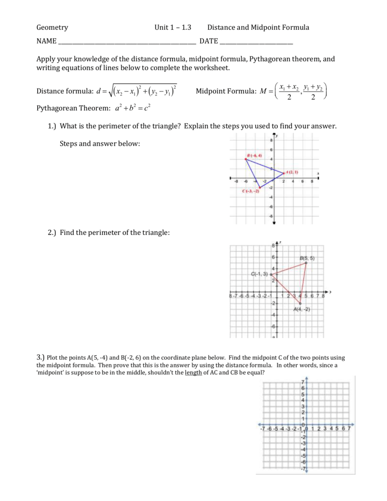 the midpoint formula common core geometry homework answers