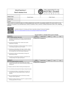 School Experience 1 Evaluation Form