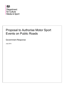Proposal to Authorise Motor Sport Events on Public Roads