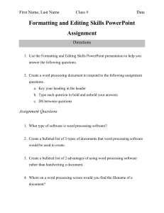 Formatting and Editing Skills PowerPoint Assignment