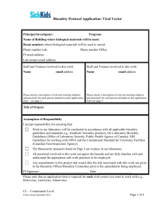 Biosafety Protocol Application for Viral Vectors April 2012