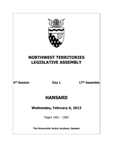 hn130206 - Legislative Assembly of The Northwest Territories