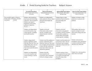 Grade: 1 Vestal Scoring Guide for Teachers Subject: Science