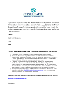 Clinical Department Orientation Reconciliation