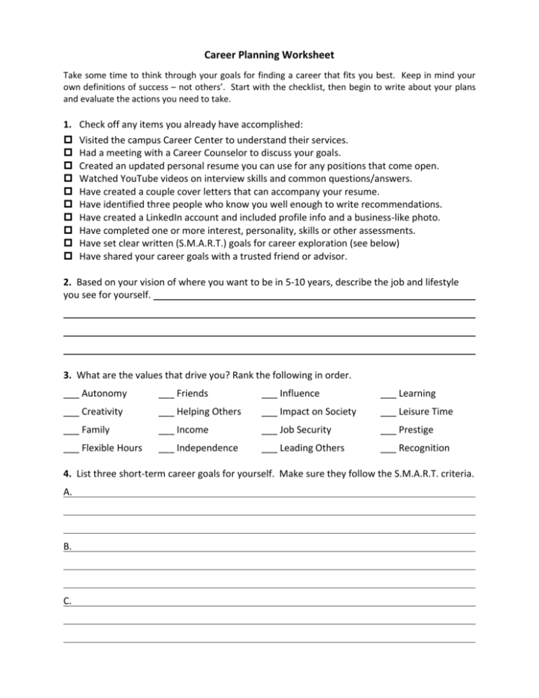 career-planning-worksheet