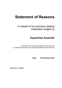 Equestrian Australia Limited - Statement of Reasons