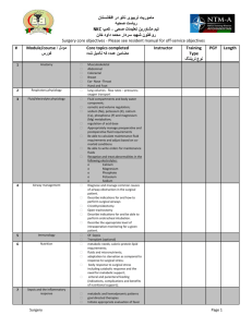 Surgery Core objectives