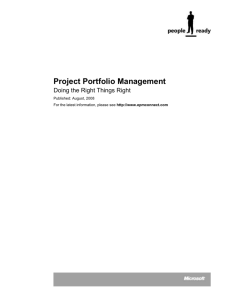 Project Portfolio Management: Doing the Right