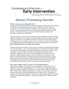 Sensory Processing Disorder - Contemporary Practices in Early