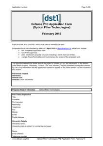 PhD application form: optical filter technologies