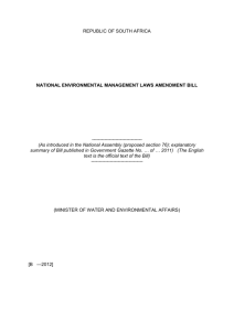 National Environmental Management Laws Amendment Bill dated